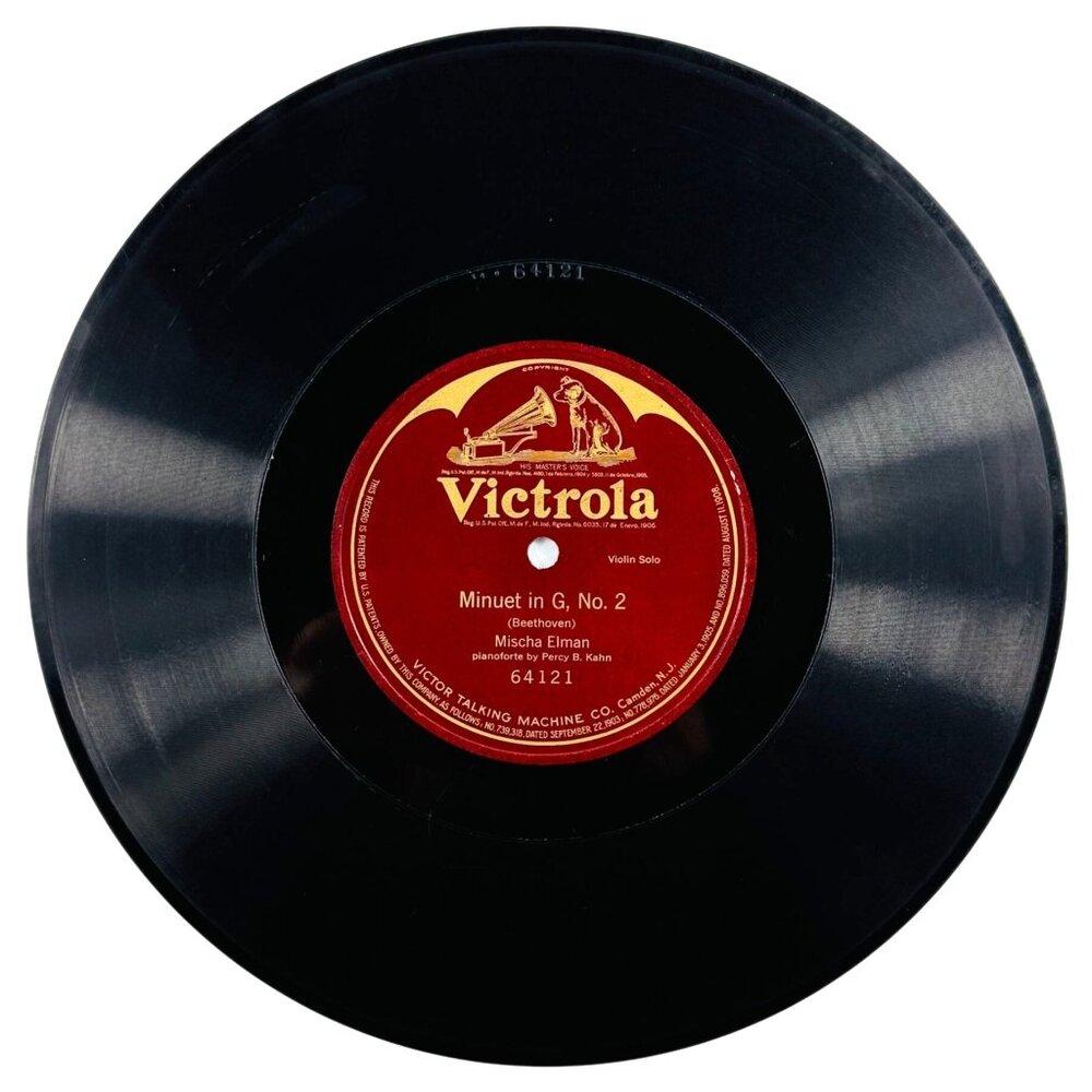 Mischa Elman Minuet In G No. 2 10 Inch Shellac 78 RPM Victrola 64121 Single-side